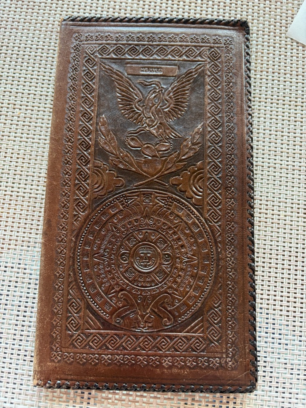 Collectible Hand-Tooled Embossed Leather Wallet in Rich Brown